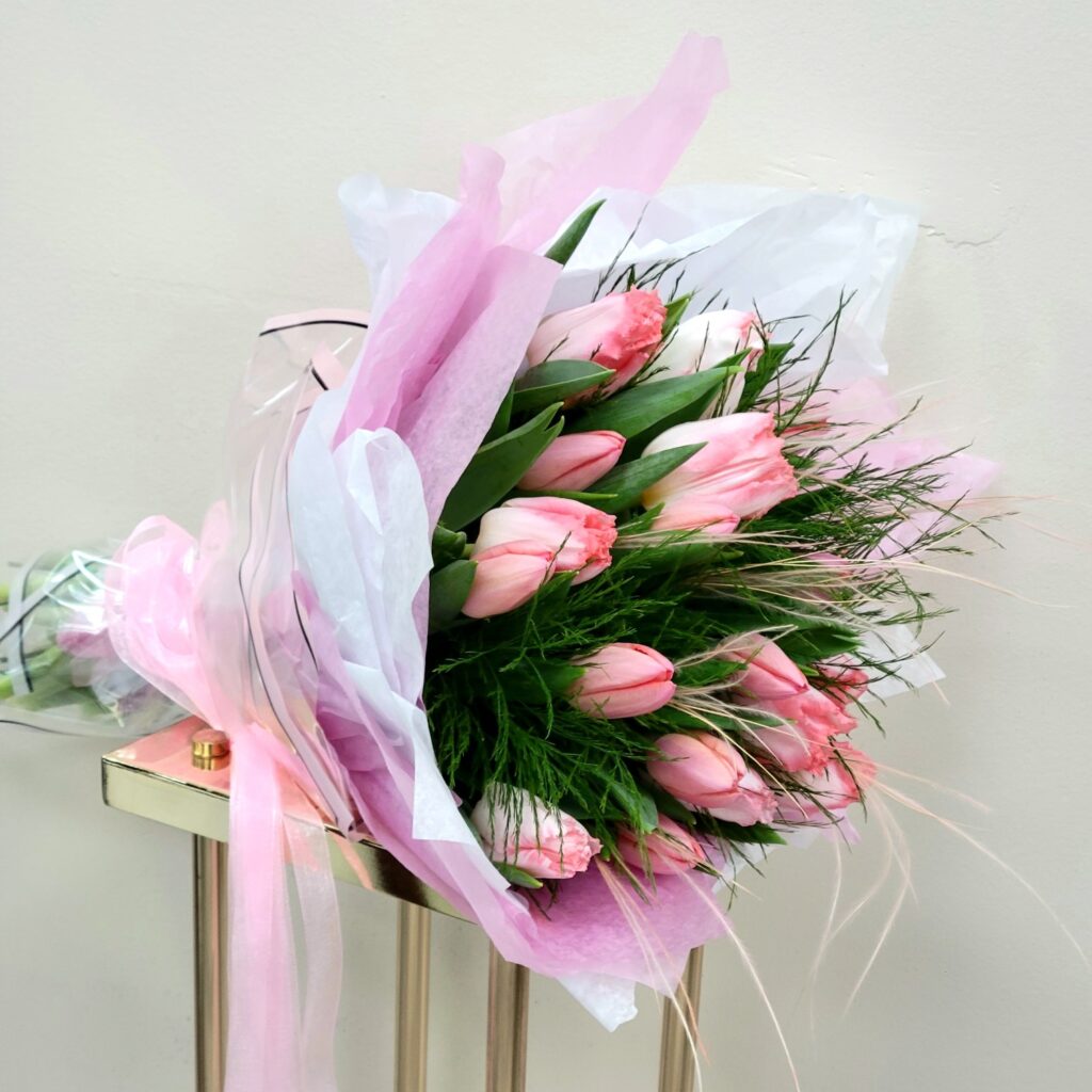 thumbnail image 2 of Set Of 5 Handmade Wooden Tulips – 7.8" Spring Flower Table Decor, Multicolor 2 of 5