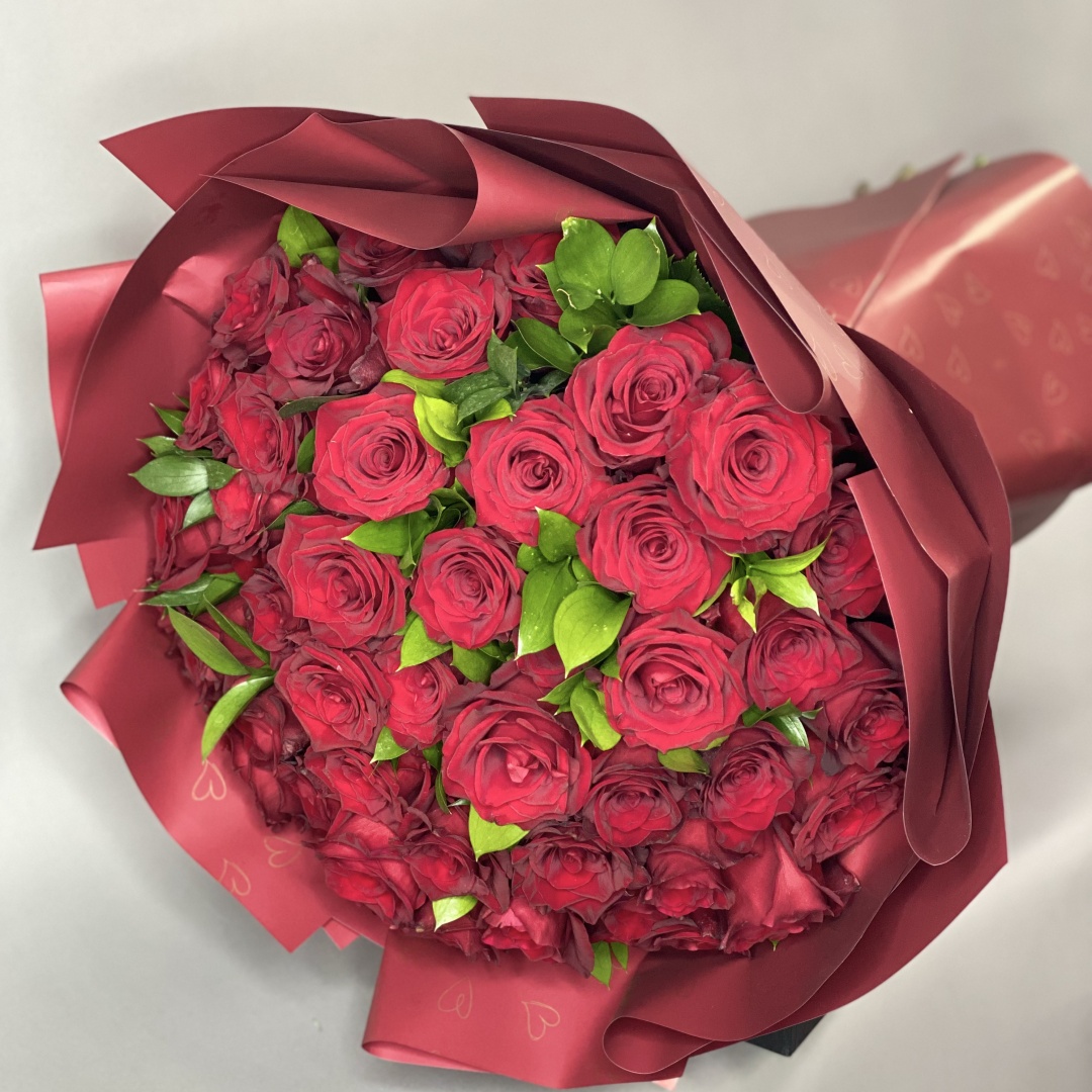 12 Red Roses Wrapped Red Roses Bouquet